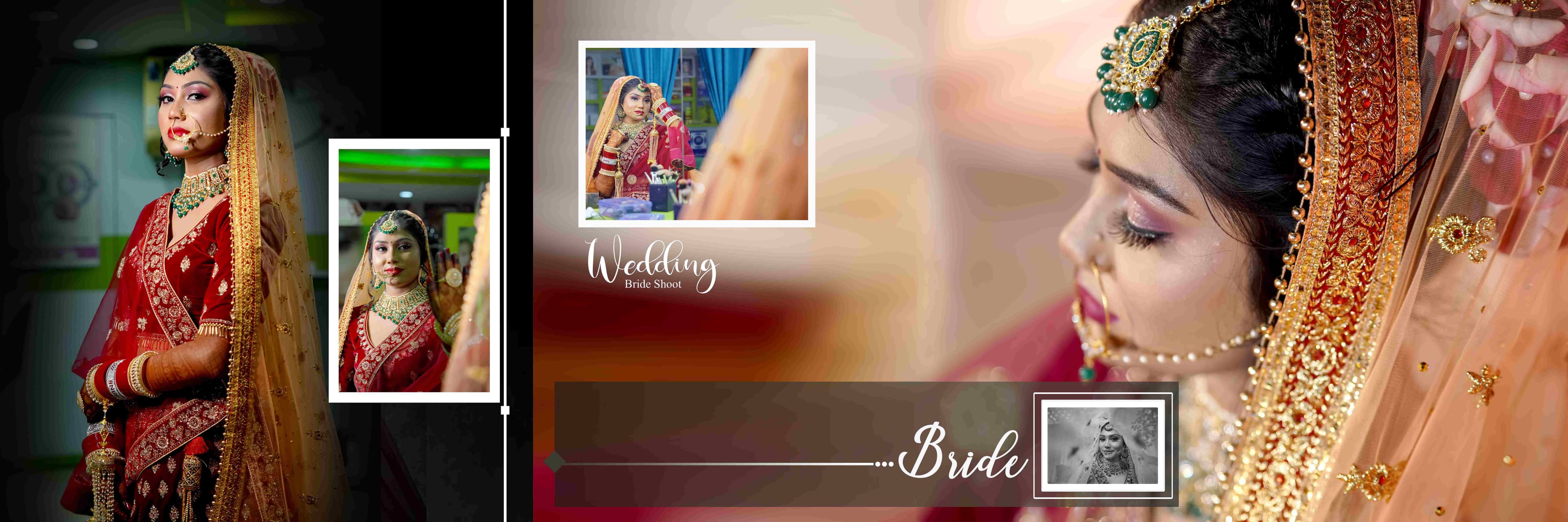 A radiant bride in a red and gold gown, with a flowing veil, embodies grace and celebration on her wedding day