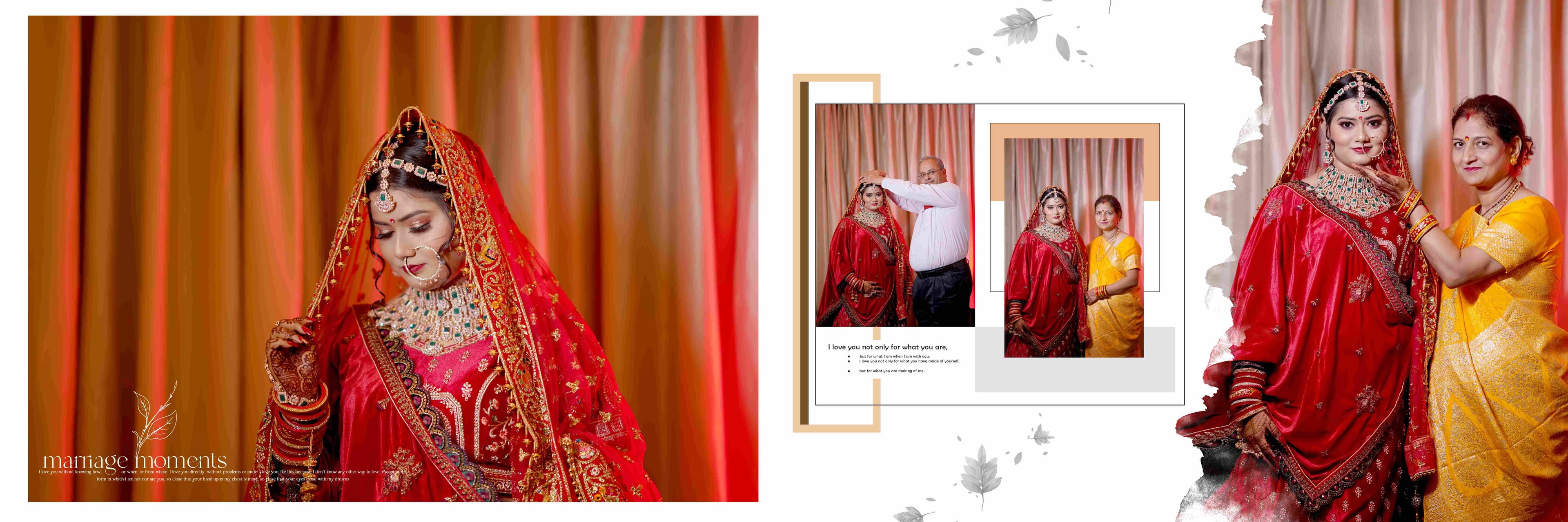 A bride in a vibrant red sari stands beside her mother in a bright yellow suit, radiating joy and love on their special day