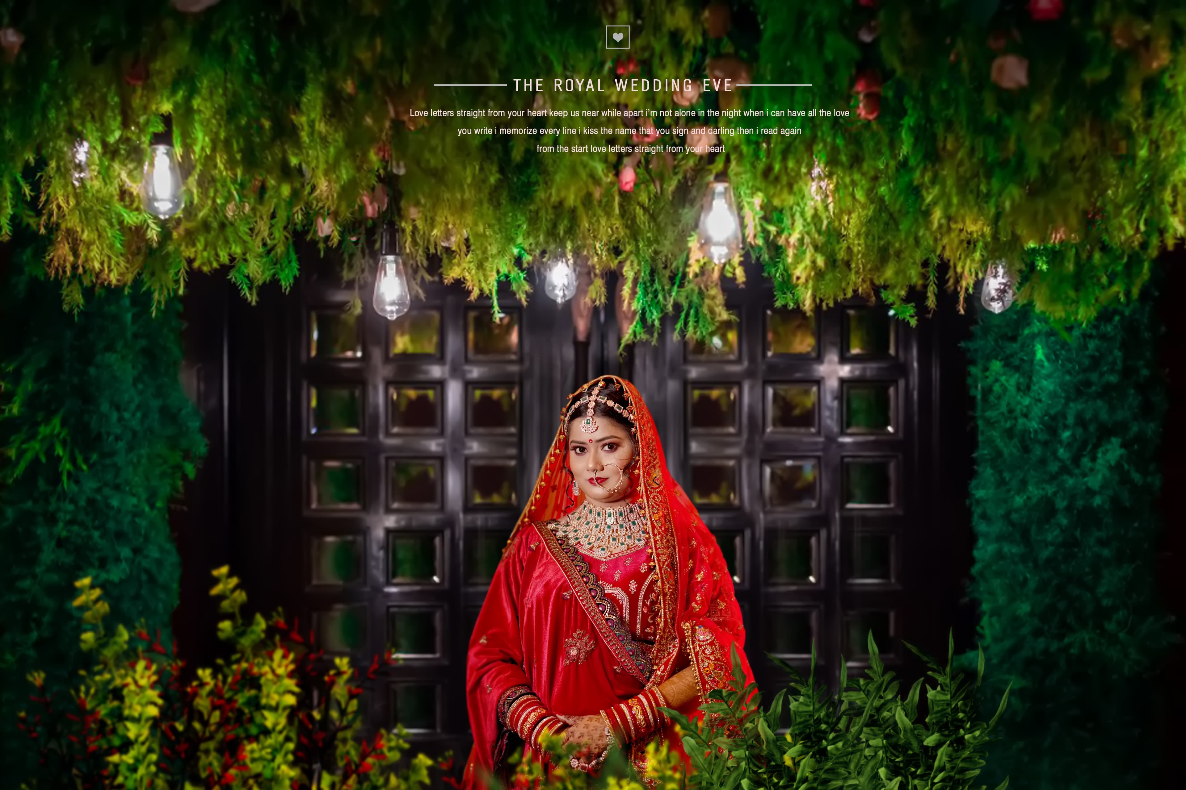 A stunning bride in red poses gracefully in a lush garden, captured beautifully by the best photographer in jamshedpur